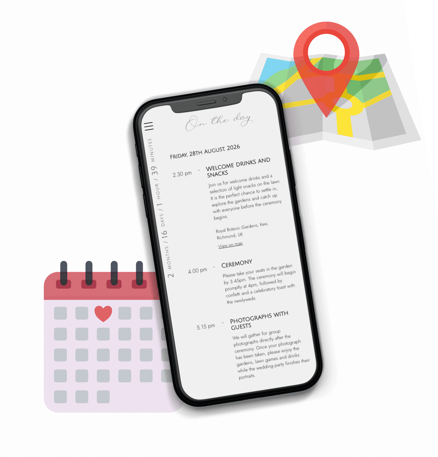 Wedding website schedule